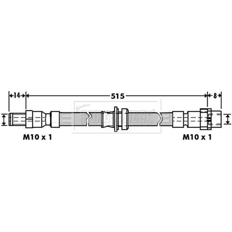 Borg & Beck Brake Hydraulic Hose Line Rear Right BBH7396