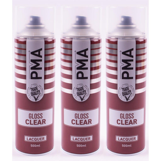3x PMA Clear Lacquer 500ml Spray Paint GLOSS HIGH COVERAGE CLEAR LACQUER PMA - NN4 Online 