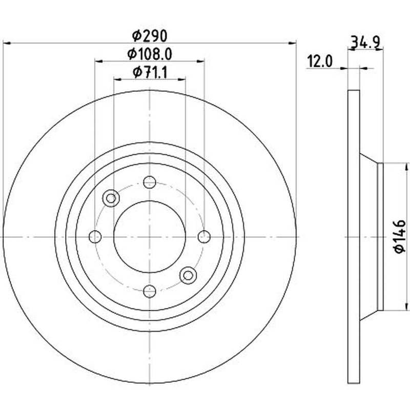Mintex 2 x Solid Rear Brake Discs MDC2268-x2