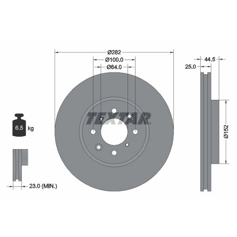 Textar 2 x Vented Front Brake Discs 92170703-x2