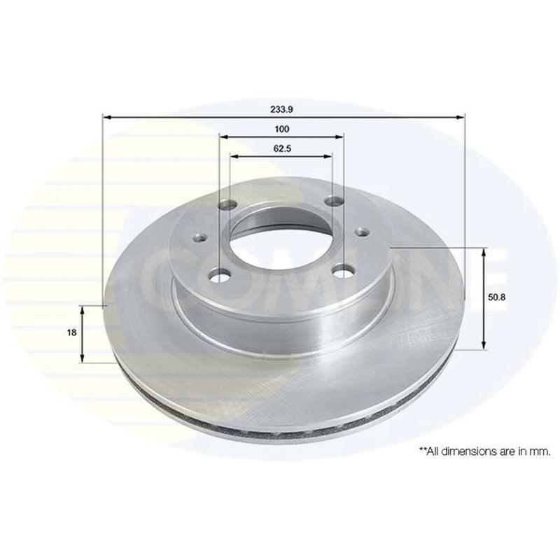 Comline 2 x Internally Vented Brake Discs fits Hyundai Amica 1998-2010 1.0 1.1