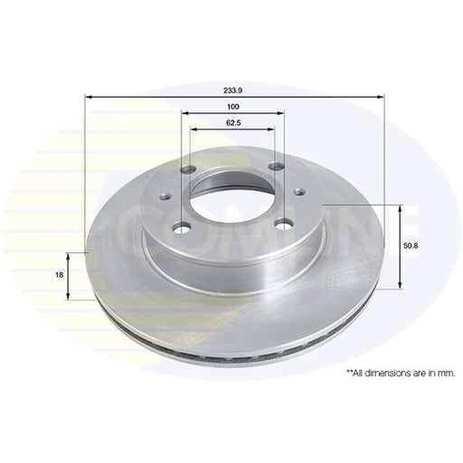 Comline 2 x Internally Vented Brake Discs fits Hyundai Amica 1998-2010 1.0 1.1