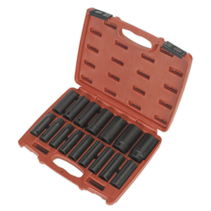 Sealey Impact Socket Set 16pc 1/2"Sq Drive Deep Metric AK5816M Sealey - Dynamic Drive