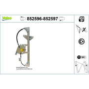 Valeo Electric Window Regulator Lifter Right Rear 852597