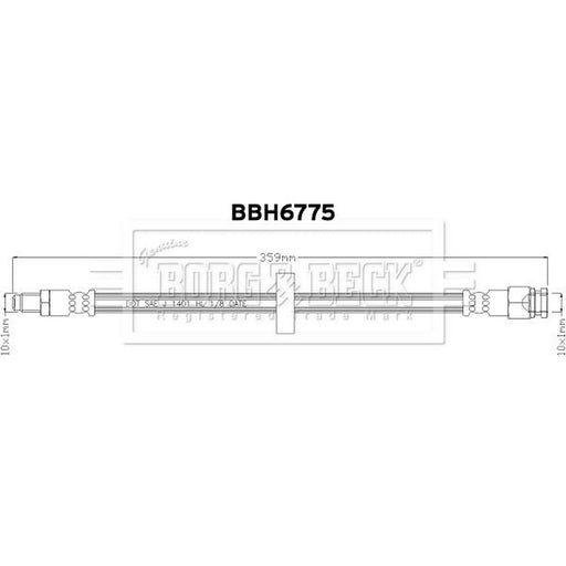 Borg & Beck Brake Hydraulic Hose Line Rear Right BBH6775