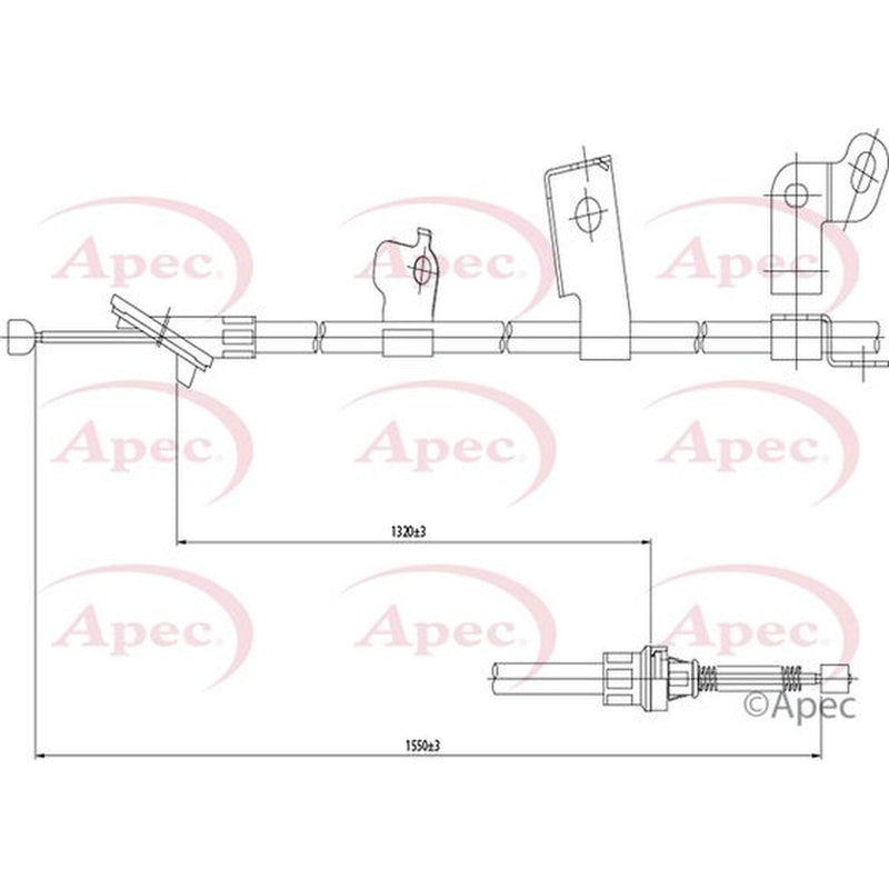 Apec Handbrake Cable Right Rear fits Toyota Yaris/Vitz 1999-2005 1.0 1.3 1.4