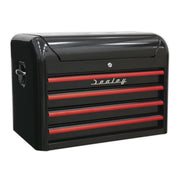 Sealey Topchest 4 Drawer Retro Style Black with Red Anodised Drawer Pulls Sealey - Dynamic Drive