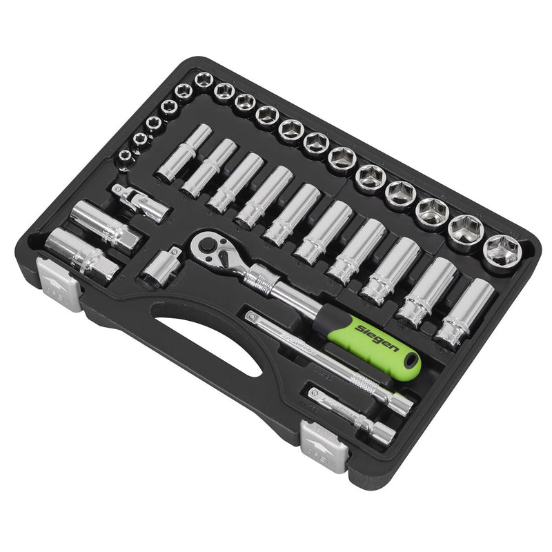 Siegen Siegen Extending Ratchet Socket Set 3/8"Sq Drive 34pc S01287 Siegen - Dynamic Drive