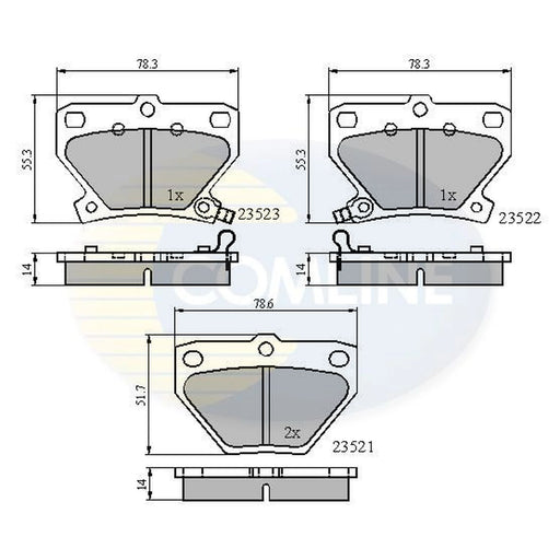 Comline Front & Rear Pads fits Toyota Corolla 2001-2006 1.4 1.8