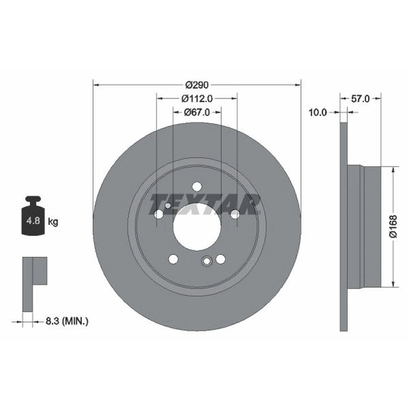 Textar 2 x Solid Rear Brake Discs 92089000