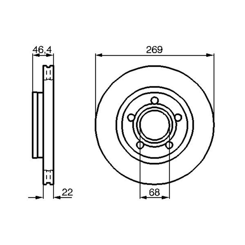 Bosch 2 x Brake Discs fits Audi A8 D2 1994-2002 2.5 2.8 3.3 3.7 4.2 6.0