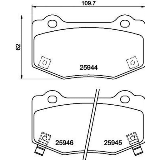 Mintex Rear Brake Pad Set fits Chevrolet Camaro 2015-2016 2.0 6.2