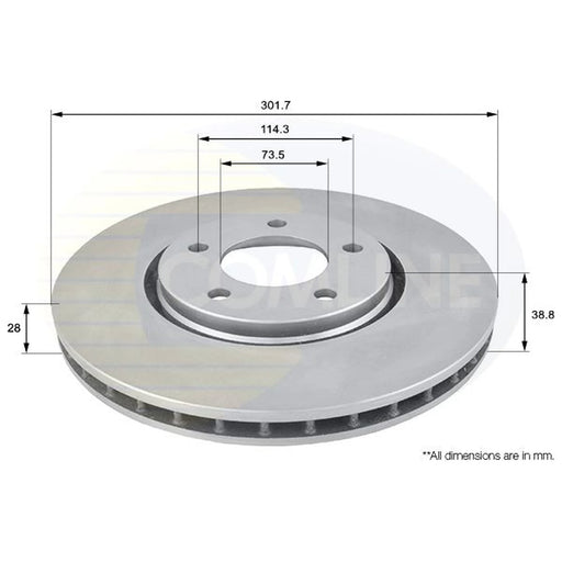 Comline 2 x Front Brake Discs ADC2305V-x2