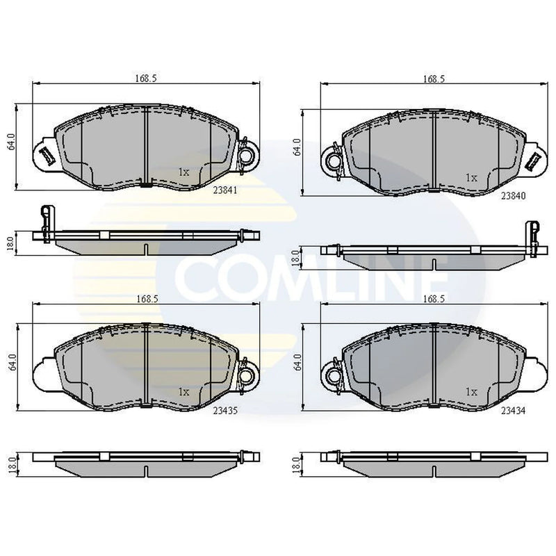 Comline 4 x Front Brake Pad Set fits Ford Transit 2000-2006 2.0
