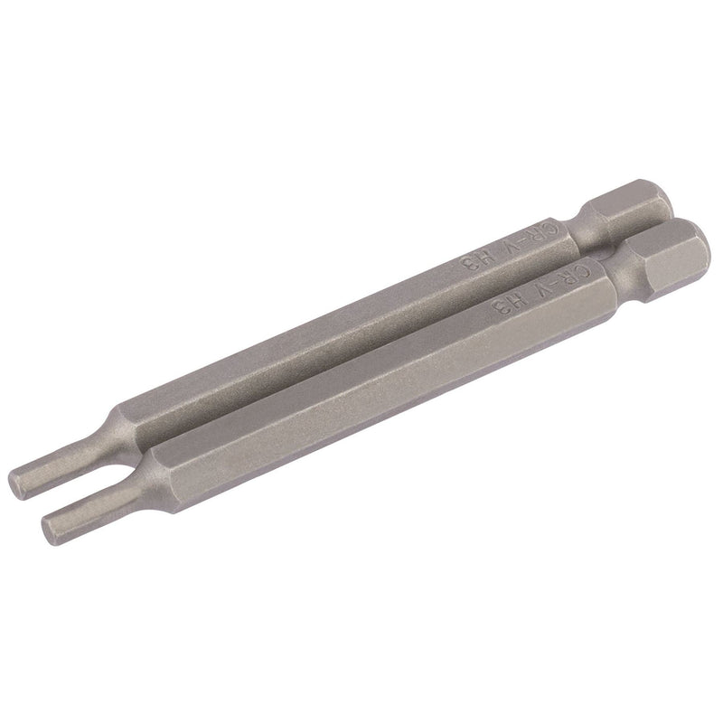 Draper Hexagonal Insert Bit, 3mm, 1/4" Hex, 75mm Long (Pack of 2) 64320 Draper - Dynamic Drive