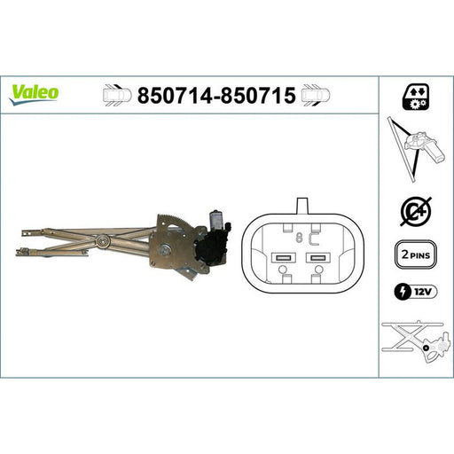 Valeo Electric Window Regulator Lifter Right Front 850715