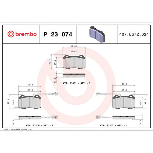 Brembo 4 x Front Brake Pad Set fits Alfa Romeo 147 2003-2010 3.2