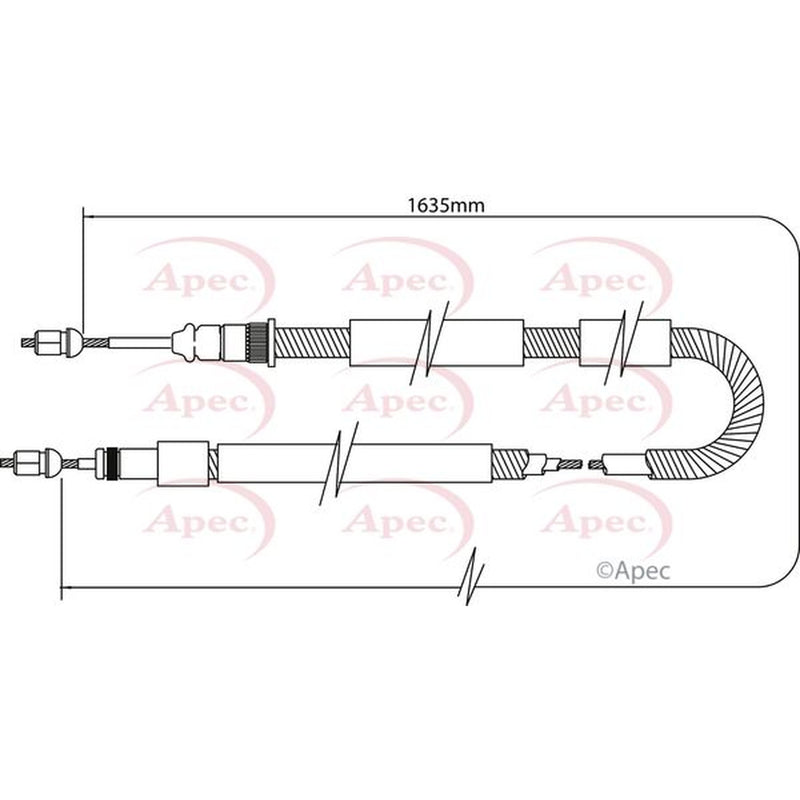 Apec Handbrake Cable Left Rear fits Citroën Xsara 1997-2005 1.6 1.8 2.0