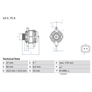 Bosch Car Alternator 12V 0 986 042 191