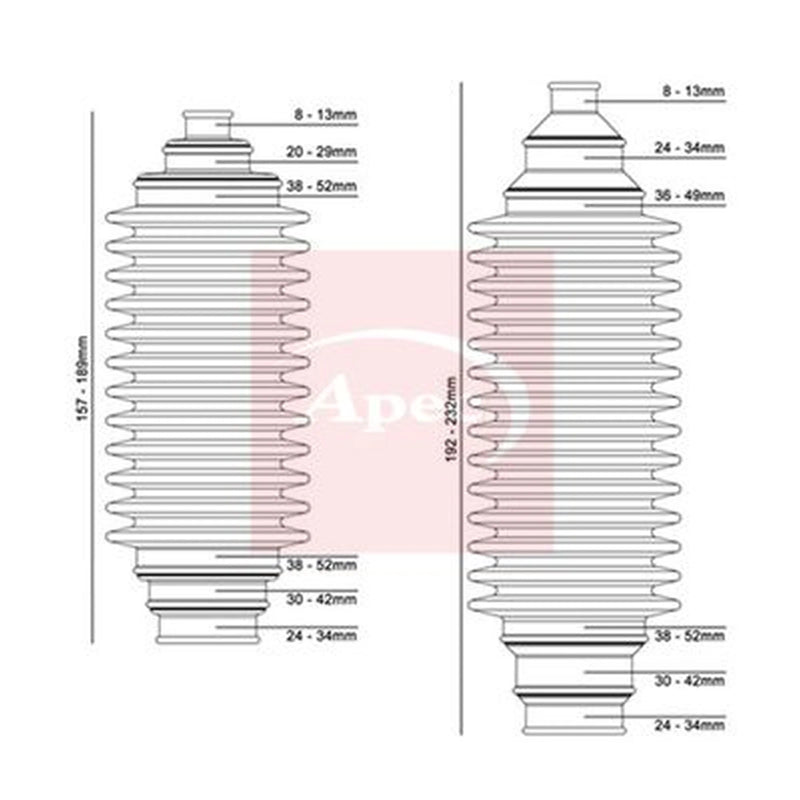 Apec Steering Bellow Kit Front ACB3005