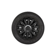 4x Black Matt Wheel Trims Hub Caps 16" Covers in Silver Ring  - Dynamic Drive