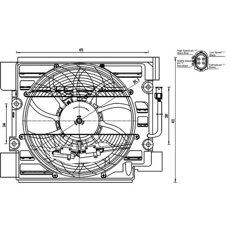 Mahle Air Con Condenser Fan fits BMW 5 1995-2004