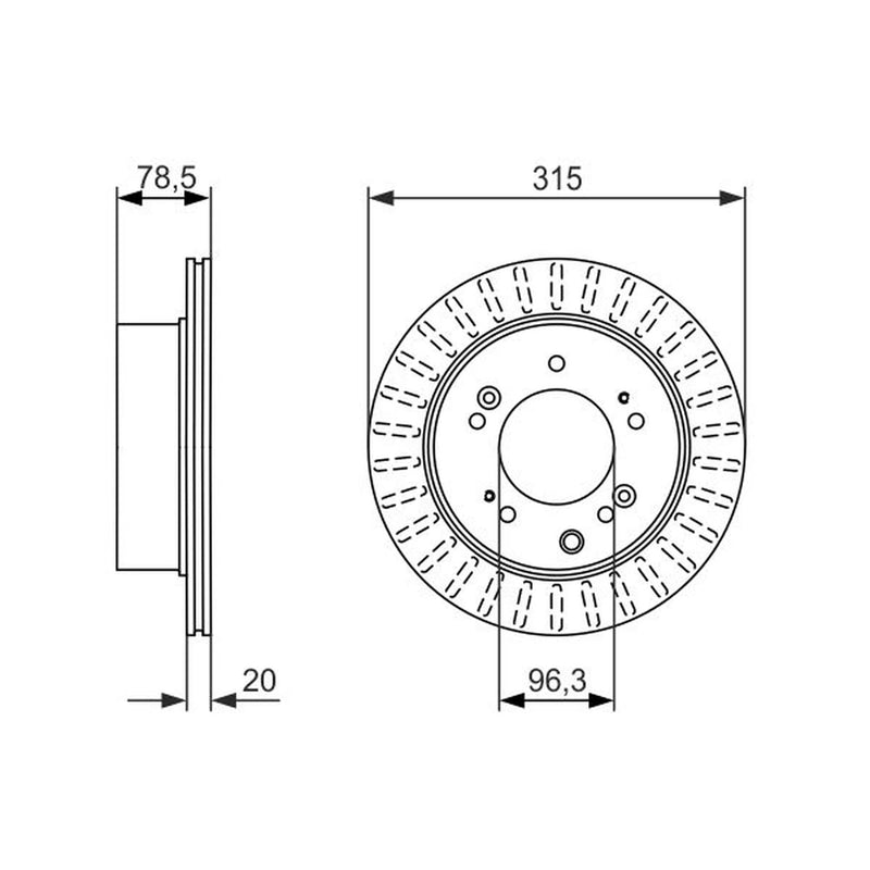 Bosch 2 x Vented Brake Discs fits Kia Sorento I 2002-2011 2.5 3.3 3.5
