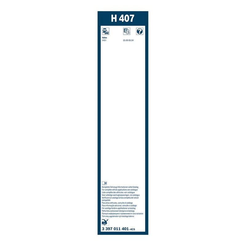 Bosch Wiper Wiper Blade 400mm — H407 fits Volvo V40 1995-2004 1.6 1.8 1.9 2.0