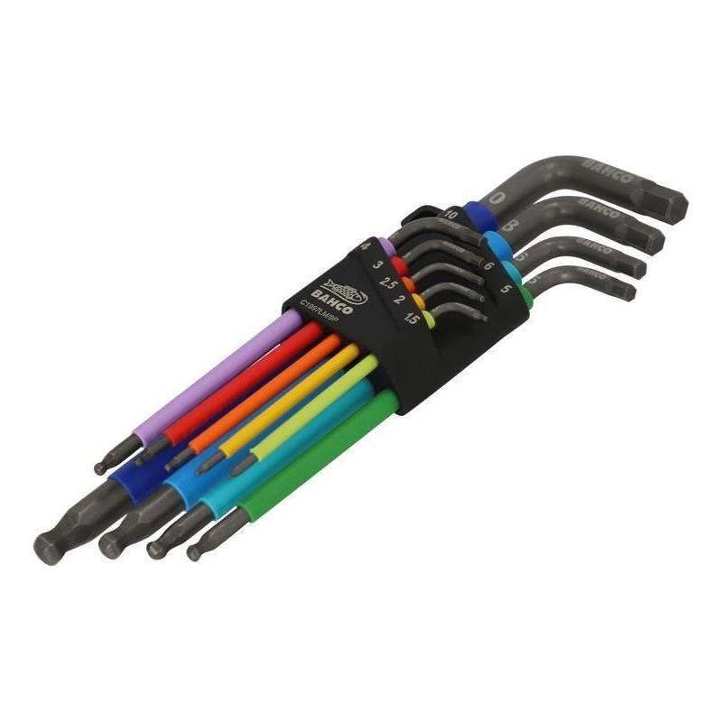 Bahco C1997LM/9P Metric Long Ball End Coloured Hex L-Key Set, 9 Piece Bahco - NN4 Online