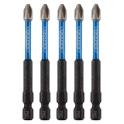 Draper Expert Cross Slot/PH Type Impact Screwdriver Bits, No.2 x 75mm, 1/4" Hex Draper - Dynamic Drive