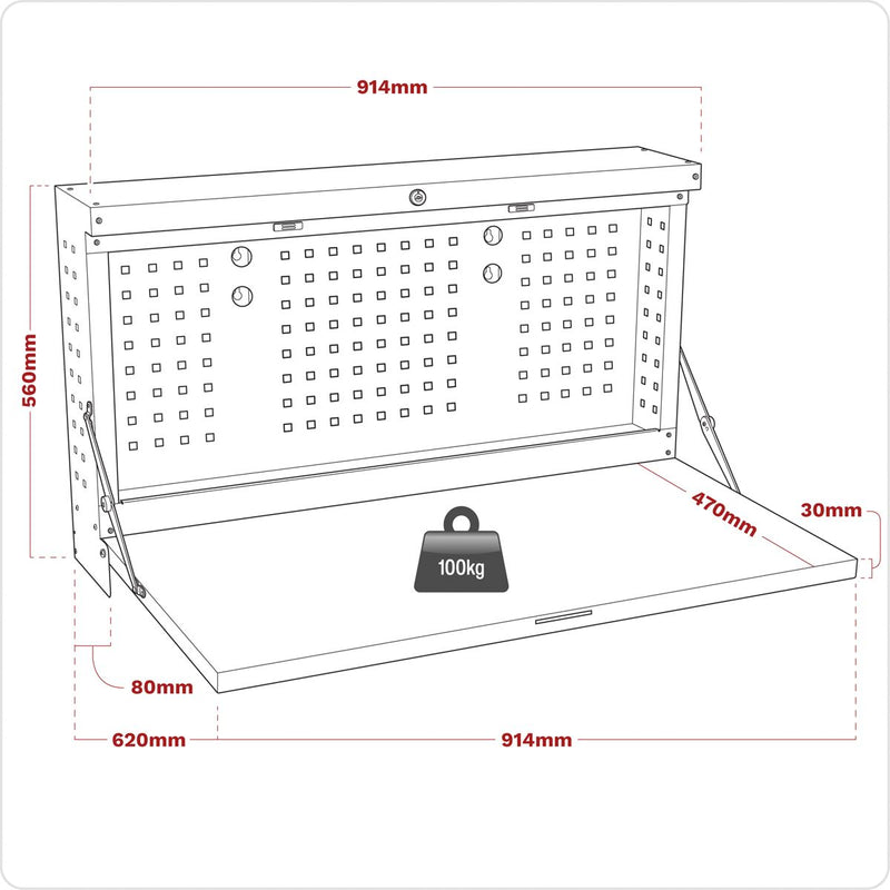 Superline Pro Superline PRO Wall Mounting Foldable Workbench 900mm APWMW01 Superline Pro - Dynamic Drive