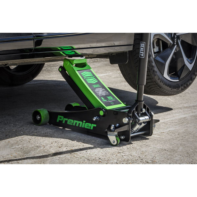 Sealey Premier Premier Low Profile Trolley Jack with Rocket Lift 4 Tonne - Green Sealey Premier - Dynamic Drive