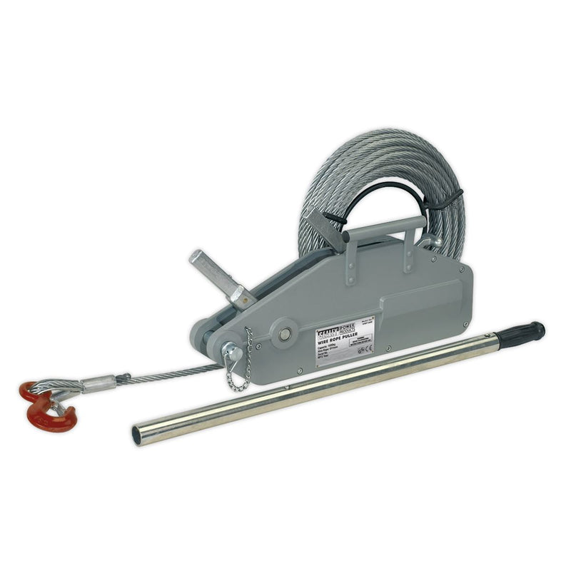 Sealey Wire Rope Puller 1600kg Max Line Force WRP1600 Sealey - Dynamic Drive