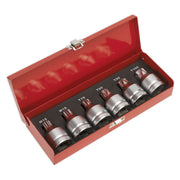 Sealey Sec. TRX-Star & Sec. Spline Socket Bit Set 6pc 3/4"Sq Drive AK6218 Sealey  - Dynamic Drive