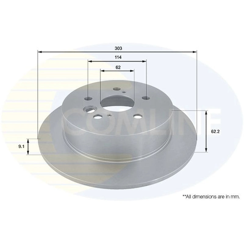 Comline 2 x Solid Brake Discs fits Toyota Rav 4 1994-2005 1.8 2.0