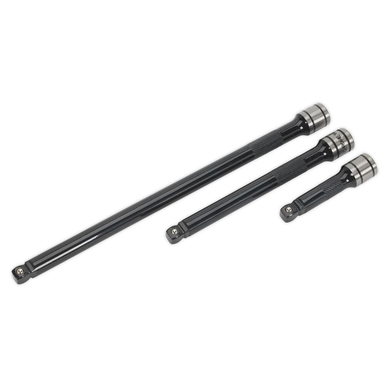 Sealey Wobble/Rigid Extension Bar Set 3pc 3/8"Sq Drive Black Series AK7691 Sealey - Dynamic Drive