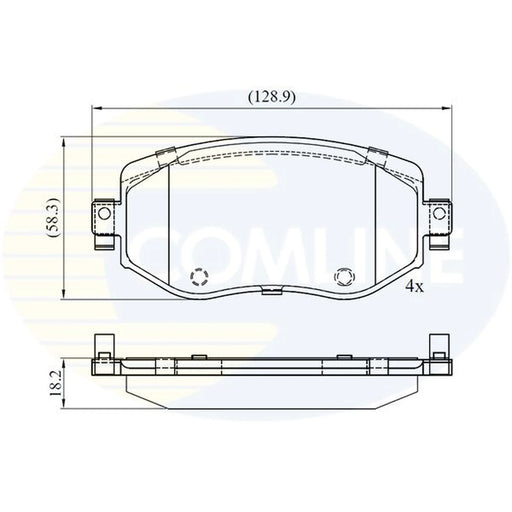 Comline 4 x Front Brake Pad Set fits Renault Megane IV 2015 on 1.2 1.5 1.6
