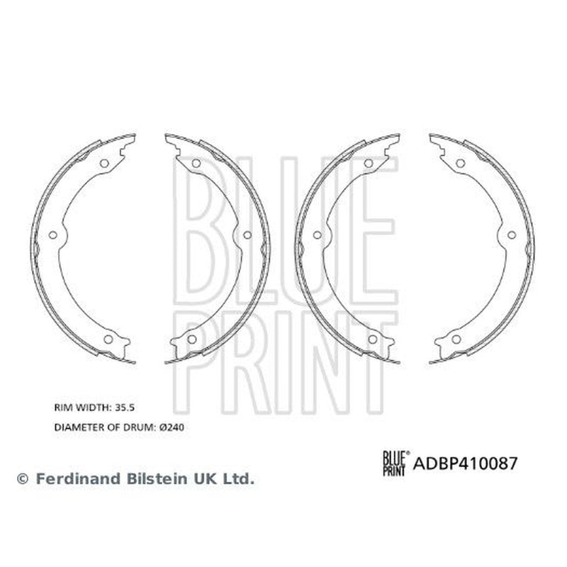 Blue Print Parking Brake Shoe Set Rear fits Toyota Land Cruiser 200 2007-2008