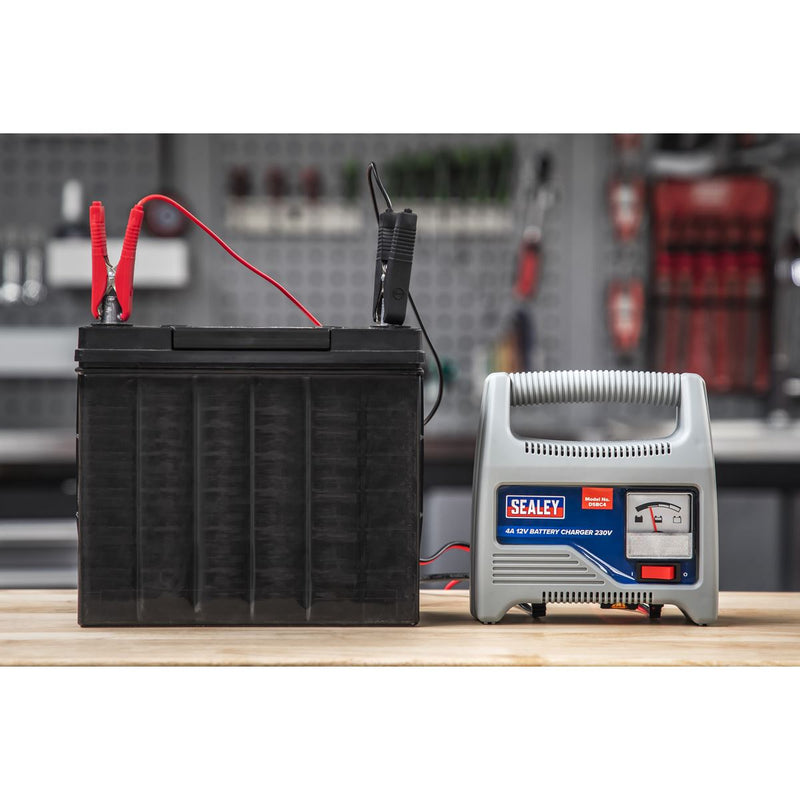 Sealey DSBC4 Battery Charger 12V 4Amp 230V Automatic Car / Bike / Van 12-48Ah Sealey  - Dynamic Drive