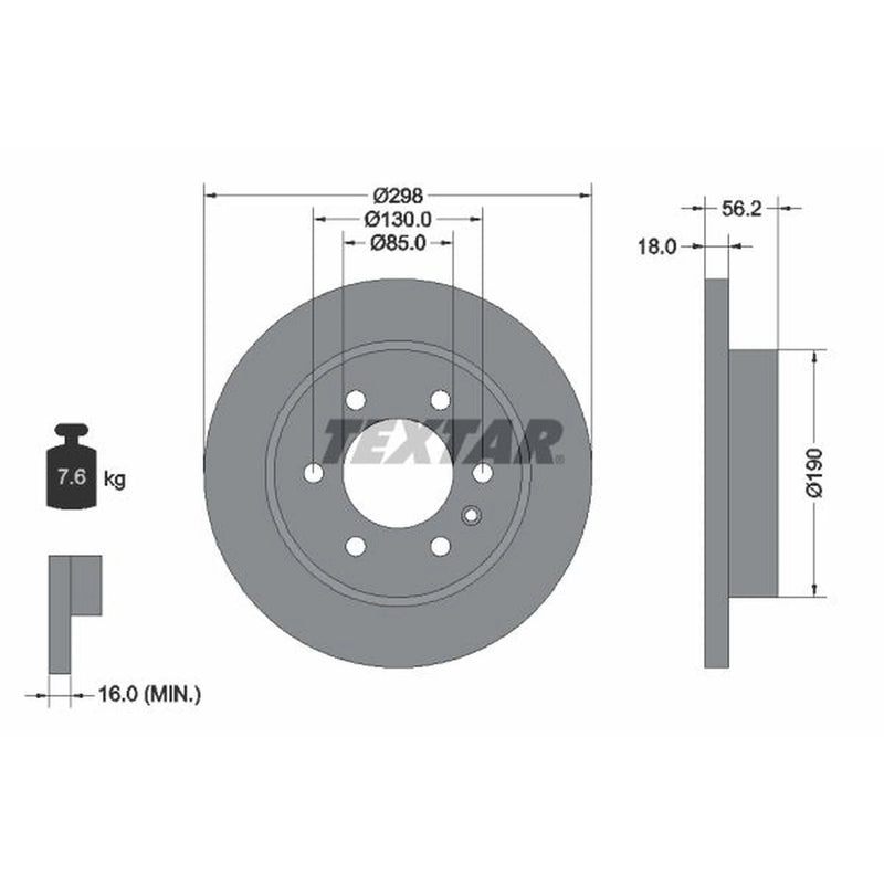 Textar 2 x Solid Rear Brake Discs 92301003-x2