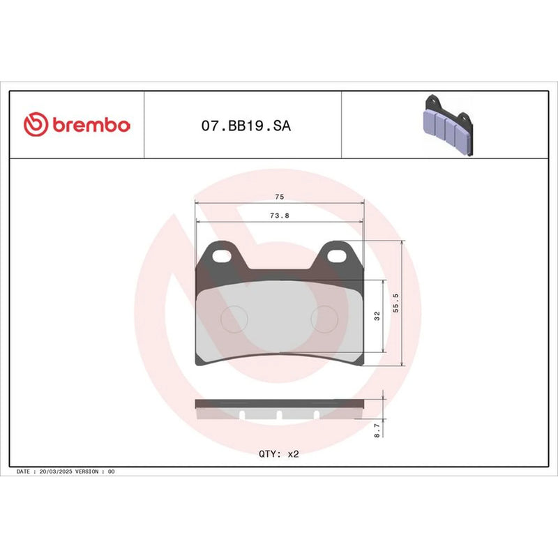 Brembo 2 x Front Brake Pad Set fits Aprilia Dorsoduro 2008-2016