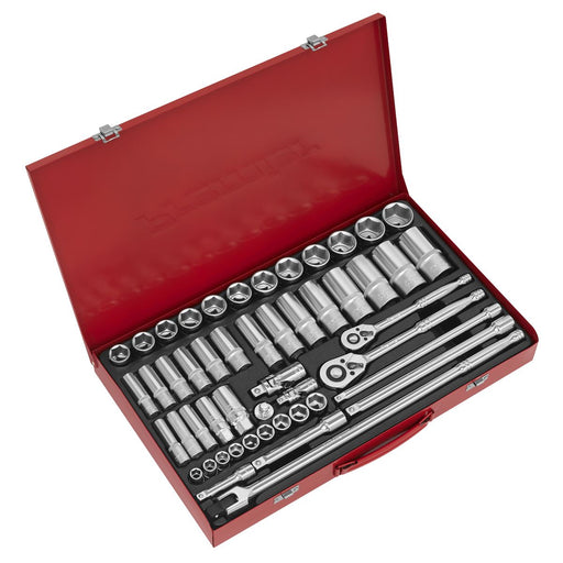 Sealey Socket Set 50pc 3/8" & 1/2"Sq Drive 6pt WallDrive Metric AK6942 Sealey - Dynamic Drive