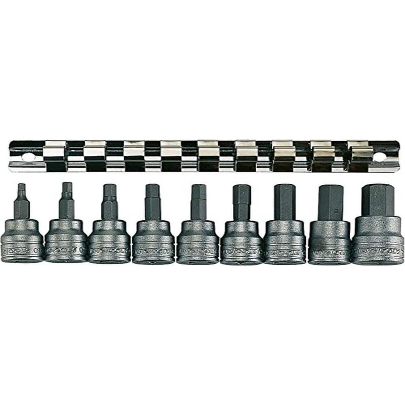 Teng Tools 3/8" Hex Bit Socket Clip Rail Set 9 Pieces Teng Tools - Dynamic Drive