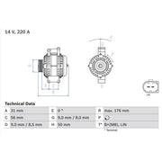Bosch Car Alternator 12V fits Mercedes-Benz S-Class 2005-2013 221.056 221.156