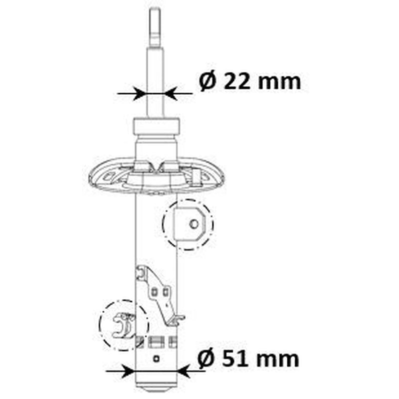 KYB Shock Absorber Damper Strut Front Right fits Citroën C3 III 2016-2019