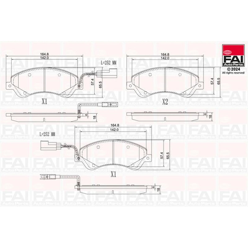 FAI Front Brake Pad Set fits Ford Transit 2006-2014 2.2
