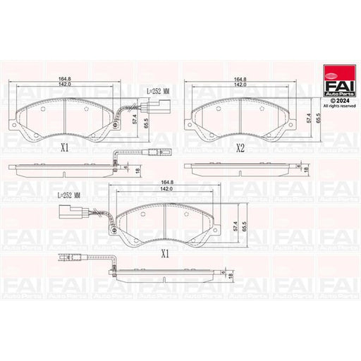 FAI Front Brake Pad Set fits Ford Transit 2006-2014 2.2