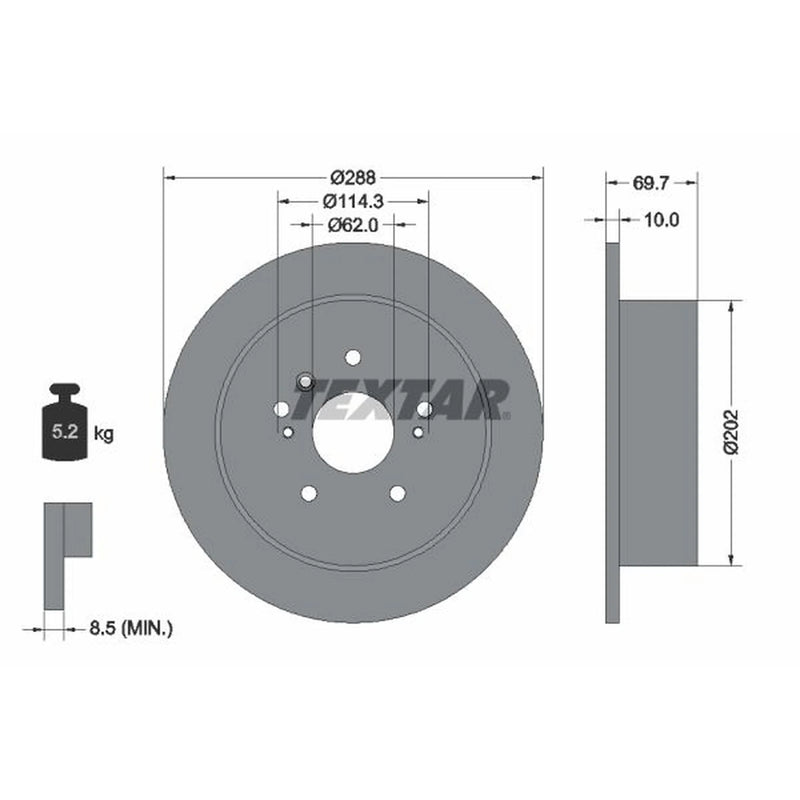 Textar 2 x Solid Rear Brake Discs 92171603-x2