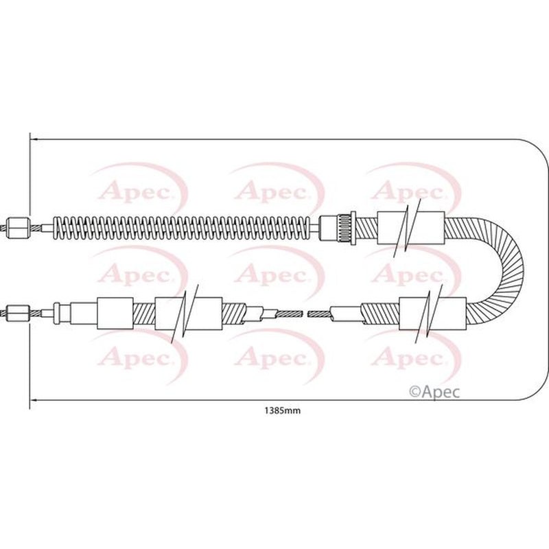 Apec Handbrake Cable Right Rear fits Peugeot 205 1983-1998