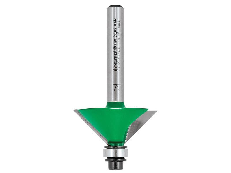 Trend C049 x 1/4 TCT Bearing Guided Chamfer Cutter 45° 12.7 x 32mm Trend - Dynamic Drive